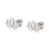 925 Silver Lotus Flower Stud Earrings for Women Elegant Piercing Jewelry