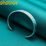 925 Silver Love Alphabet Bangle Bracelet Adjustable for Men Women