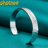 925 Silver Love Alphabet Bangle Bracelet Adjustable for Men Women