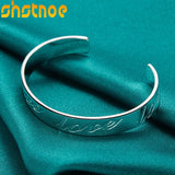 925 Silver Love Alphabet Bangle Bracelet Adjustable for Men Women