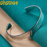 925 Silver Love Alphabet Bangle Bracelet Adjustable for Men Women