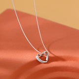 925 Silver Love Diamond Necklace Heart Pendant Wedding Jewelry