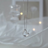 925 Silver Love Diamond Necklace Heart Pendant Wedding Jewelry
