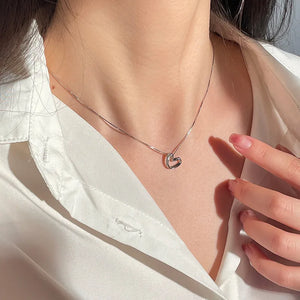 925 Silver Love Diamond Necklace Heart Pendant Wedding Jewelry