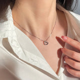 925 Silver Love Diamond Necklace Heart Pendant Wedding Jewelry