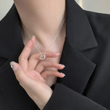925 Silver Love Diamond Necklace Heart Pendant Wedding Jewelry