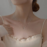 925 Silver Love Diamond Necklace Heart Pendant Wedding Jewelry