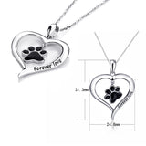 925 Silver Love Enamel Cat Dog Paw Pendant Necklace Women's Jewelry