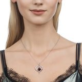 925 Silver Love Enamel Cat Dog Paw Pendant Necklace Women's Jewelry