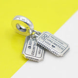 925 Sterling Silver Mother & Daughter Heart Split Pendant DIY Beads