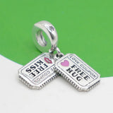 925 Sterling Silver Mother & Daughter Heart Split Pendant DIY Beads