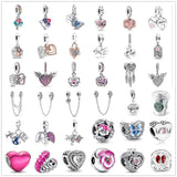 925 Sterling Silver Mother & Daughter Heart Split Pendant DIY Beads