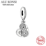 925 Silver Mother Daughter Heart Pendant for Pan Bracelet