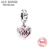 925 Silver Mother & Daughter Heart Pendant for Bracelet