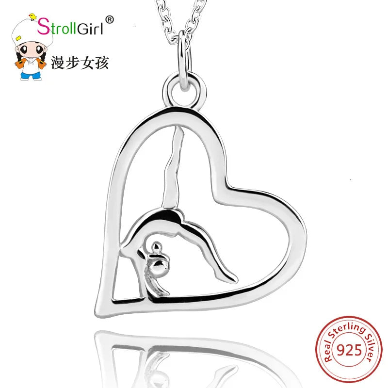 925 Silver Gymnastics Pendant Necklace Flip Gymnast Jewelry Gift