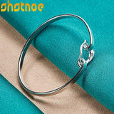 925 Silver Heart Bangle Bracelet for Women - Engagement Wedding Charm Jewelry
