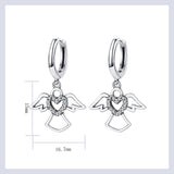 925 Silver Heart Angel Hoop Earrings Women Jewelry Gift