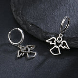 925 Silver Heart Angel Hoop Earrings Women Jewelry Gift
