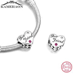 925 Sterling Silver Love Heart Beads Charm Bracelets for Women Jewelry