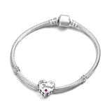 925 Sterling Silver Love Heart Beads Charm Bracelets for Women Jewelry