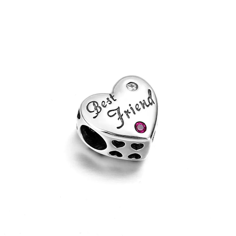 925 Sterling Silver Love Heart Beads Charm Bracelets for Women Jewelry