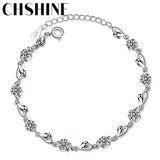 925 Silver Love Heart Bracelets Zircon Wedding Jewelry Chshine