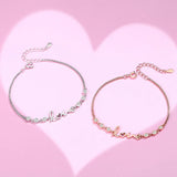 925 Silver Heart Chain Bracelet Women Rose Plated Jewelry