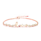925 Silver Heart Chain Bracelet Women Rose Plated Jewelry