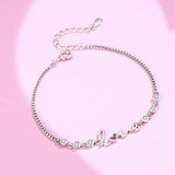 925 Silver Heart Chain Bracelet Women Rose Plated Jewelry