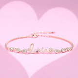 925 Silver Heart Chain Bracelet Women Rose Plated Jewelry