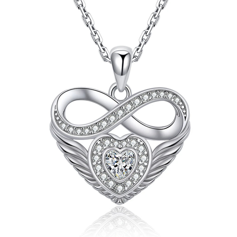 925 Silver Infinite Heart Pendant Necklace with Zircon