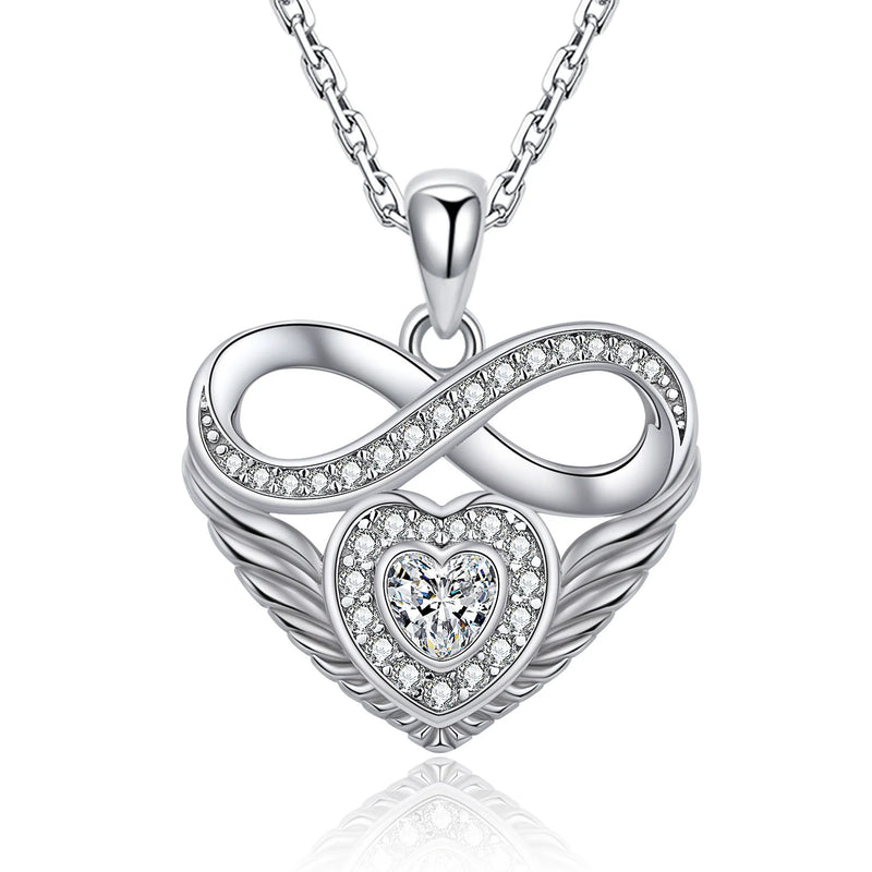 925 Silver Love Heart Infinite Pendant Zircon Necklace
