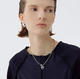 925 Silver Heart Paper Clip Necklace Women Thai Silver Sweater Chains