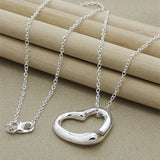 925 Silver Heart Pendant Necklace for Women Wedding