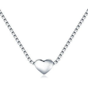 925 Silver Heart Pendant Necklace Women Wedding Jewelry