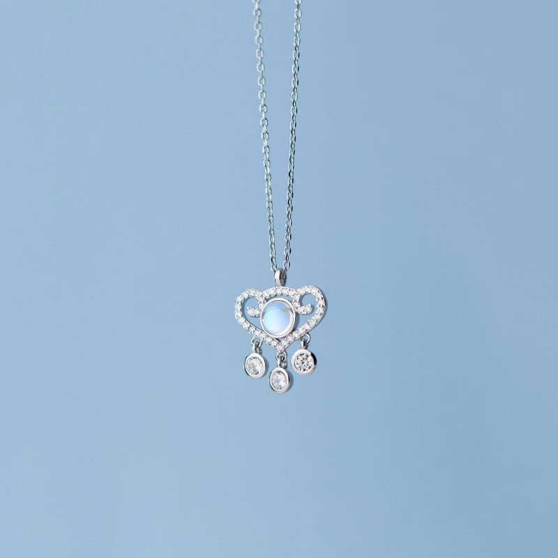 925 Silver Love Heart Pendant Necklaces For Women Clavicle Chain