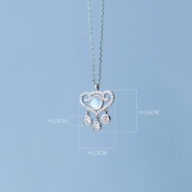925 Silver Love Heart Pendant Necklaces For Women Clavicle Chain
