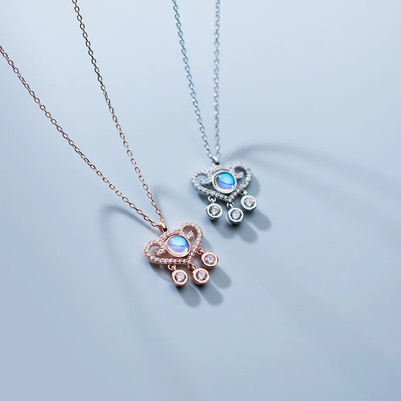 925 Silver Love Heart Pendant Necklaces For Women Clavicle Chain