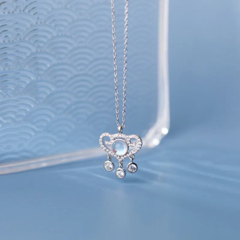 925 Silver Love Heart Pendant Necklaces For Women Clavicle Chain