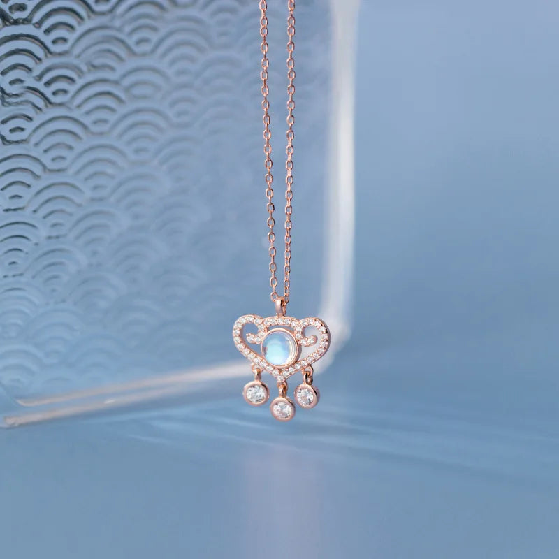 925 Silver Love Heart Pendant Necklaces For Women Clavicle Chain