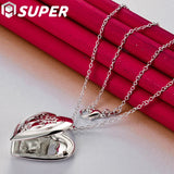 925 Silver Heart Photo Frame Pendant Necklace 16-30