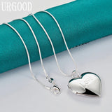 925 Silver Heart Photo Frame Necklace 16-30 Inch Chain Wedding Jewelry