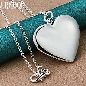 925 Silver Heart Photo Frame Necklace 16-30 Inch Chain Wedding Jewelry