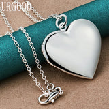 925 Silver Heart Photo Frame Necklace 16-30 Inch Chain Wedding Jewelry
