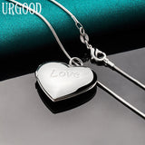 925 Silver Heart Photo Frame Necklace 16-30 Inch Chain Wedding Jewelry