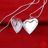 925 Silver Heart Photo Frame Pendant Necklace for Women Wedding Gift