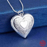 925 Silver Heart Photo Frame Pendant Necklace for Women Wedding Gift