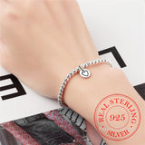 925 Silver Love Heart Bead Bracelet for Women Girls