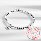 925 Silver Love Heart Bead Bracelet for Women Girls