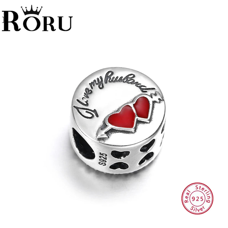 925 Silver Heart Shape Beads Charms for Women, Girlfriend Gift Jewelry